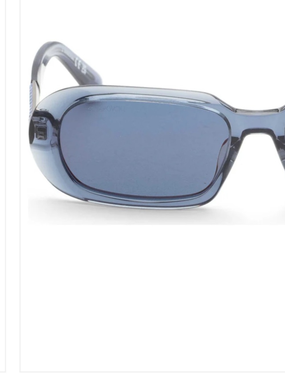 Full Inclusion Swarovski Translucent Blue Rectangular Sunglasses - Picture 2 of 4
